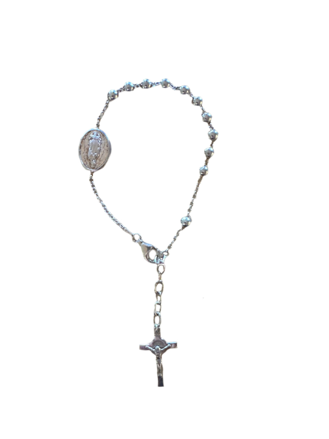 Sterling Silver 5MM Our Lady of Guadalupe Rosary Bracelet