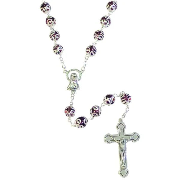 Premium Filigree Bead Rosary - Red