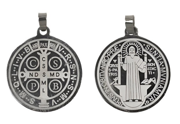 .75" Saint Benedict Stainless Steel Medal
