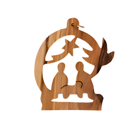 Olive Wood Flight Into Egypt Ornament