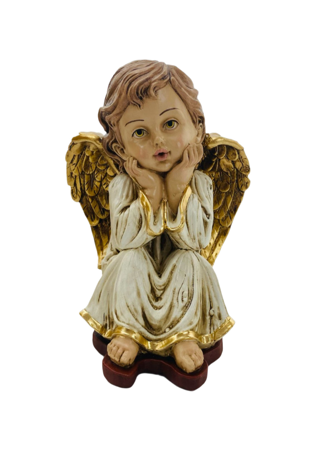 7" Seated Angel Open Hands Statue