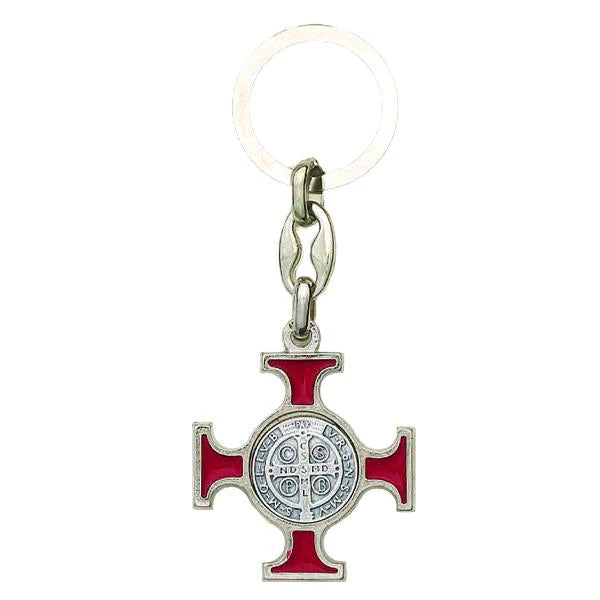 4" Saint Benedict Enamel Key Ring - Red