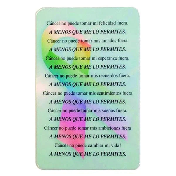 Spanish/ Espanol Laminated Prayer Card For Cancer