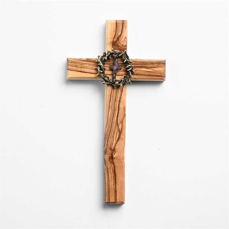 6" Olive Wood Crown Cross