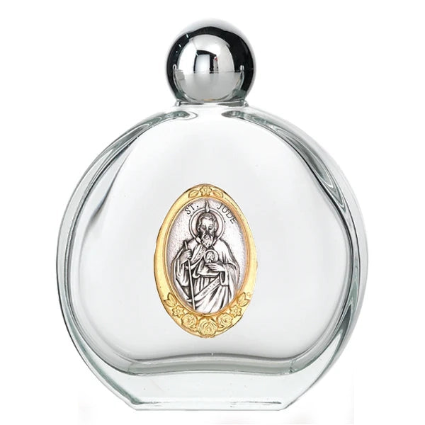 4 oz Saint Jude Glass Holy Water Bottle