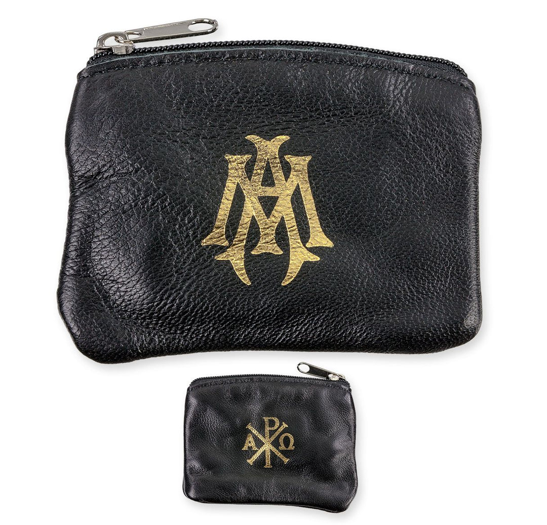 Black Sheepskin Leather Rosary Case