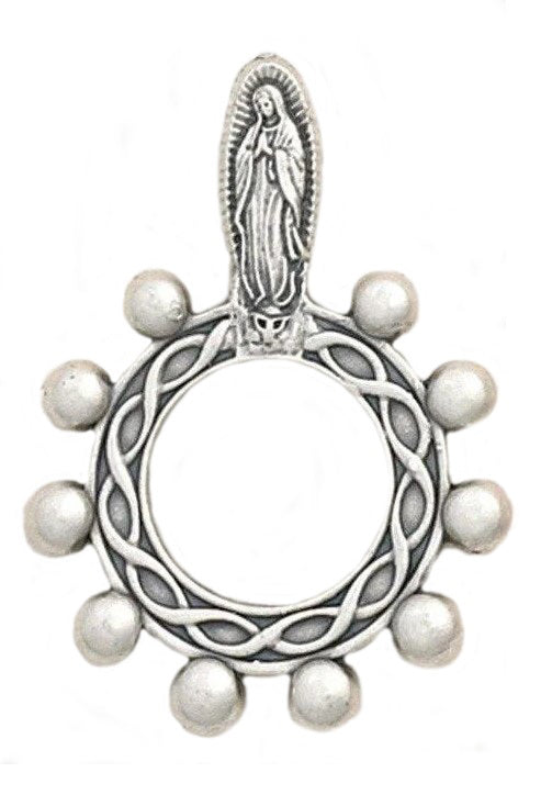 2" Silver Our Lady of Guadalupe Finger Rosary
