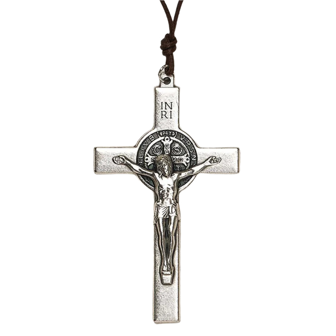3" Saint Benedict Classic Silver Tone Cross