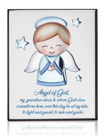 5.5" Blue Boy Angel with stars plaque