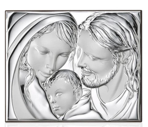 11" Silver Plated Holy Family with Baby