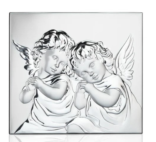 Silver Plated Guardian Angels- 6 x 5.5 in.