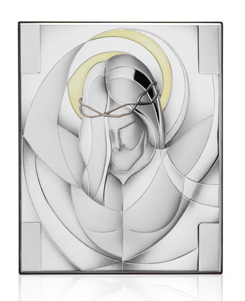 Silver Plated Savior on The Cross with Gold Accents - 8.5 x 11 in.