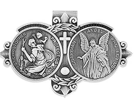 2" Saint Christopher & Guardian Angel Visor Clip