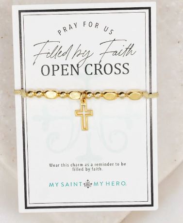 Filled by Faith Open Cross Bracelet Gold