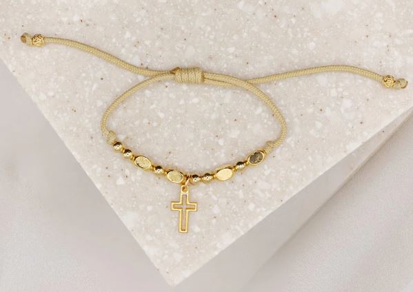 Filled by Faith Open Cross Bracelet Gold
