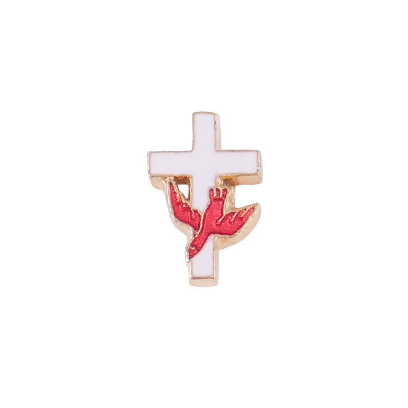 White Cross & Red Dove Lapel Pin