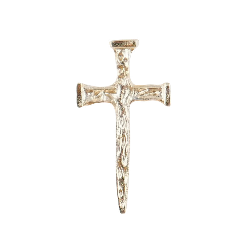 Gold Plated Nail Cross Lapel Pin