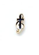 Gold Plated Enameled Cross & Clef Lapel Pin