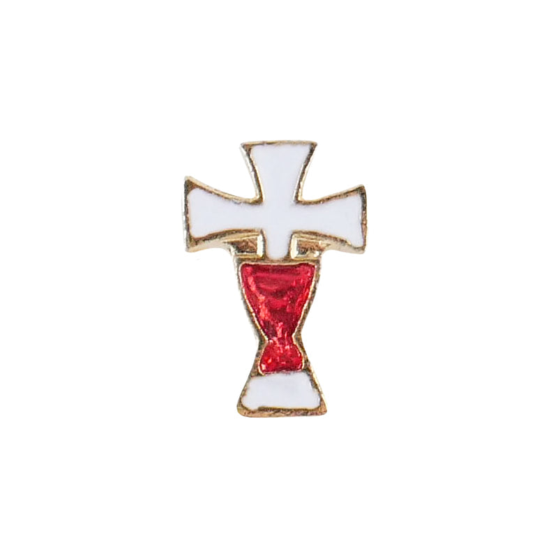 White Cross & Red Chalice Lapel Pin