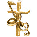 Gold Plated Cross with Clef & 8th Note Lapel Pin
