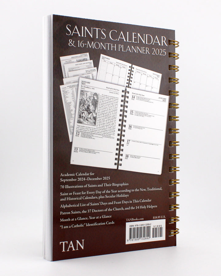 2025 Saints Calendar and Daily Planner 16-Month Calendar