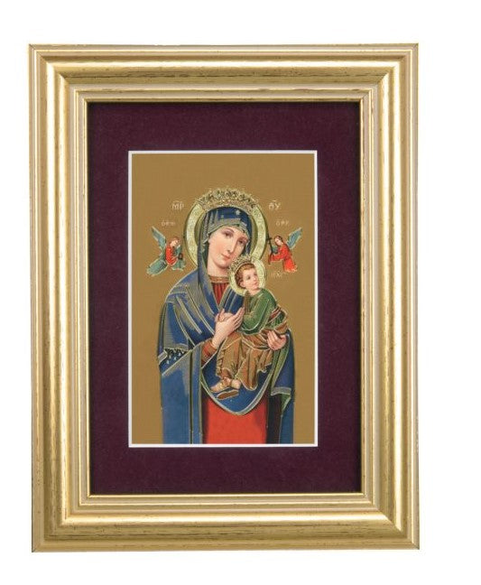 6.5" Gold Frame & Maroon Matte with Our Lady of Perpetual Help Print