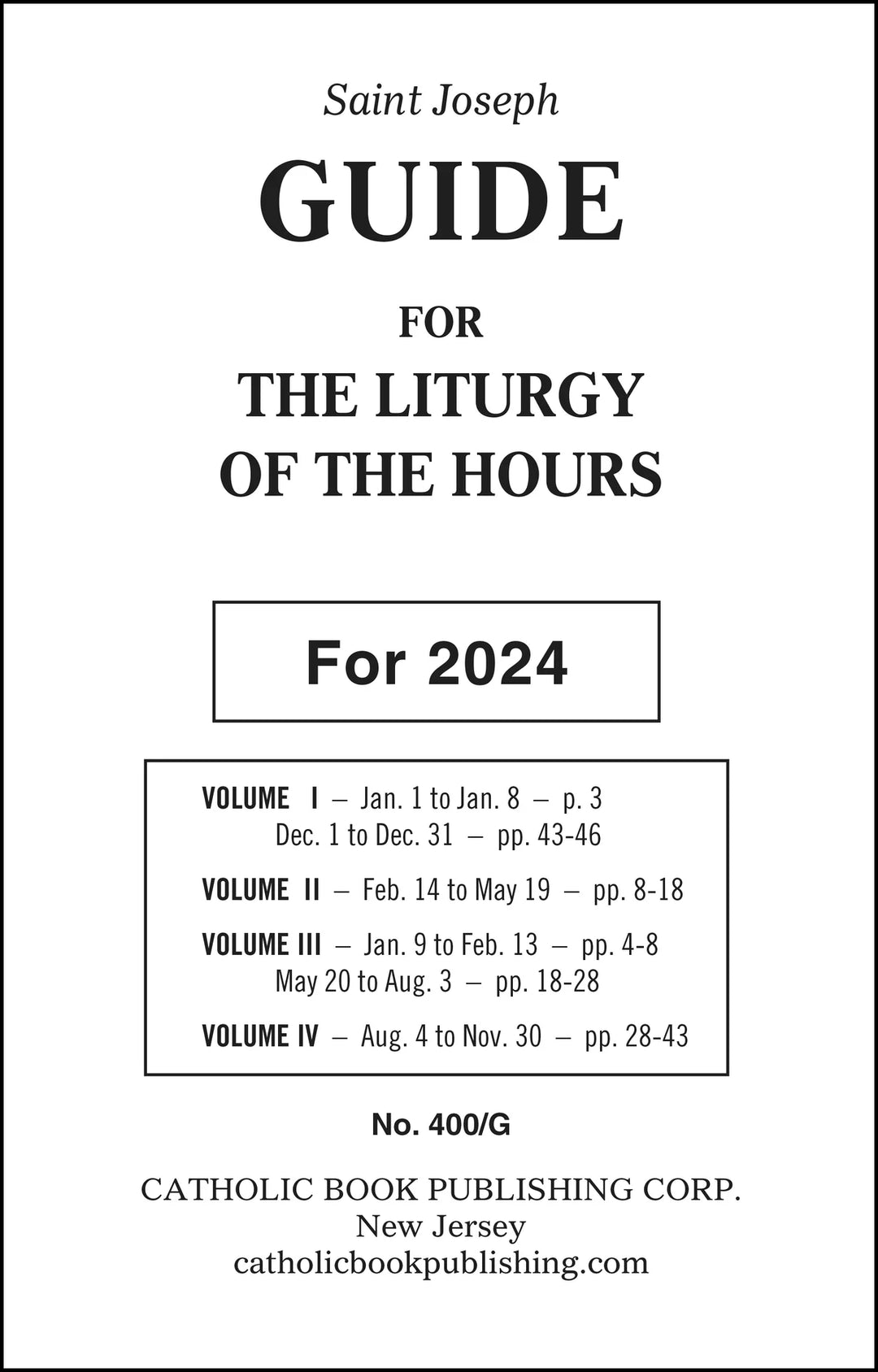 Liturgy of The Hours Guide For 2024