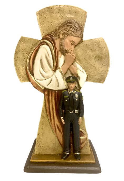 9" Standing Jesus Police Officer Cross