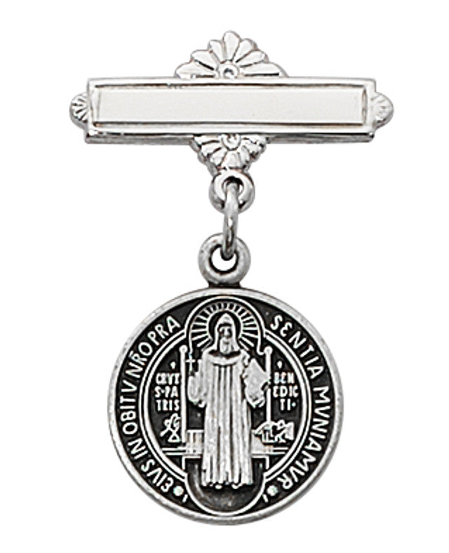 Sterling Silver St. Benedict Baby Pin