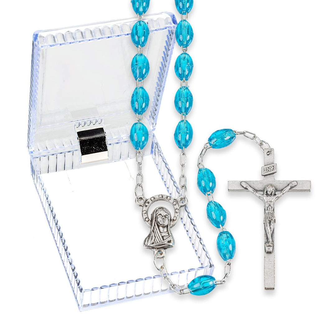 Aqua Plastic Bead Rosary