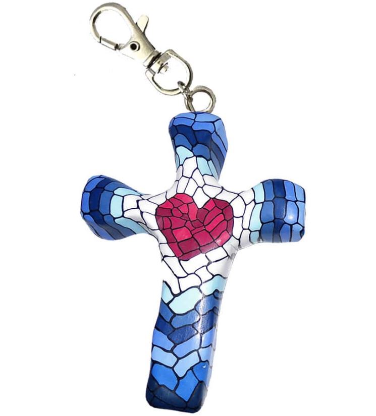 Mosaic Heart Cross Clip