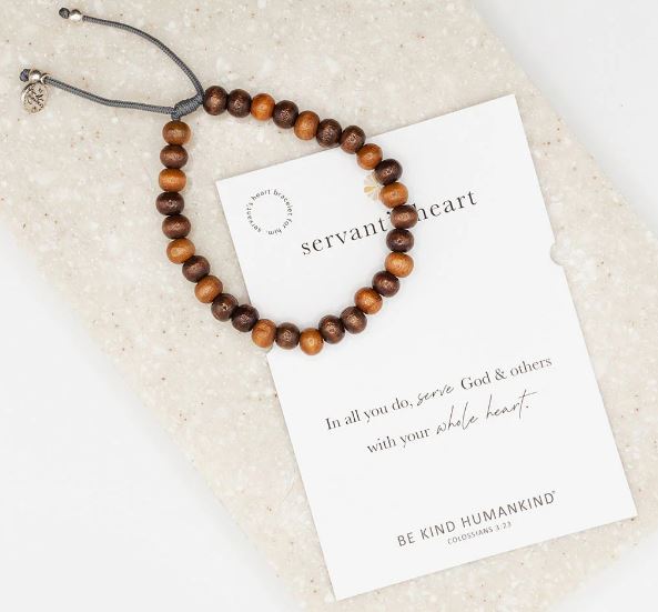 Wood Servant's Heart Bracelet