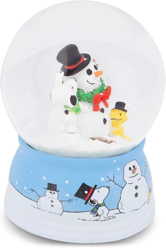 5.5" Snoopy and Snowman Musical Snow Globe - O Christmas Tree