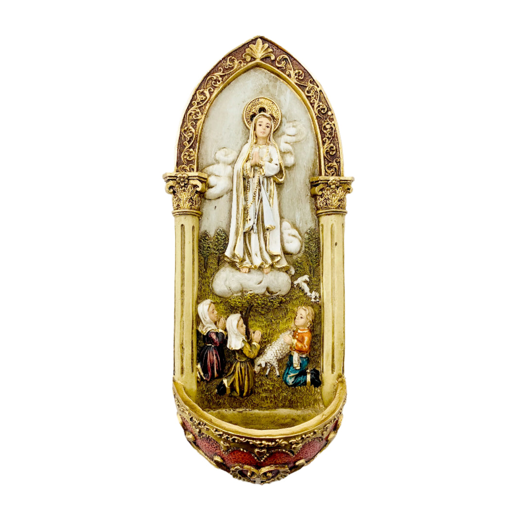 9" Handmade Our Lady of Fatima Holy Water Font