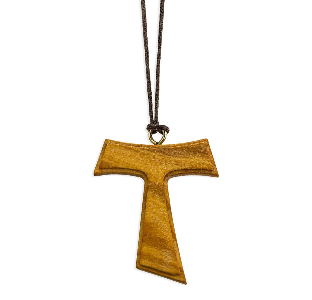 1 3/4" Franciscan Tau Wood Cross on a Cord