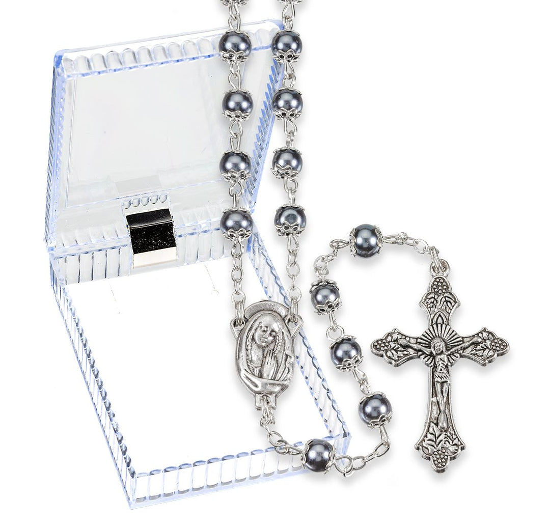 5MM Hematite Imitation Pearl Glass Bead Rosary