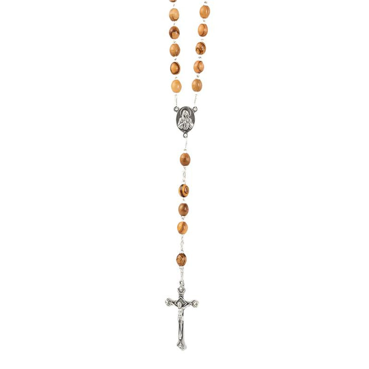 8mm x 10mm Olive Wood Rosary on Chain
