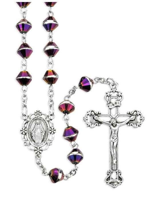 8mm Bi-cone Amethyst Crystal Bead Rosary