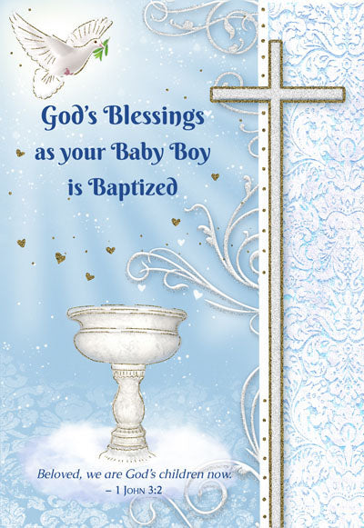 God's Blessing Baptism Greeting Card - Boy
