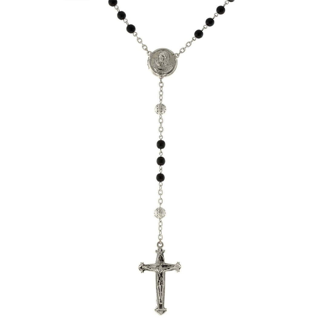 Jewelry Beaded Crucifix With Mary Locket Necklace Rosary