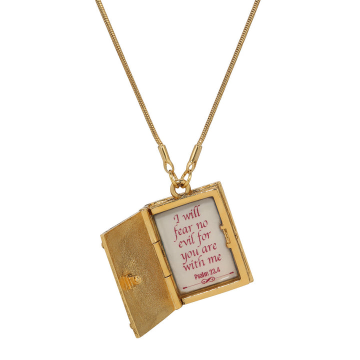 Psalm 23:4 Holy Bible Locket Pendant Necklace