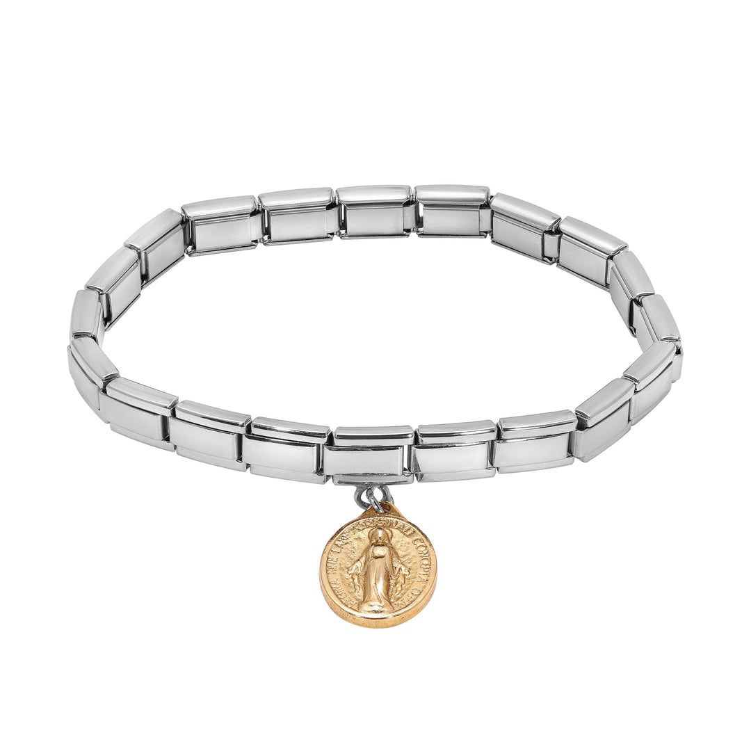 Symbols Of Faith Miraculous Medal Charm Stretch Bracelet