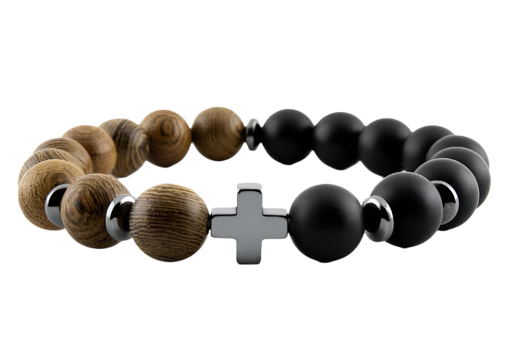 Onyx & Wooden Beaded Bracelet