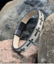 Leather Cross Bracelet - Khaki