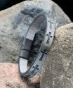 Leather Cross Bracelet - Gray