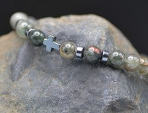 Stretch, Beaded Bloodstone comes with Prayer Card