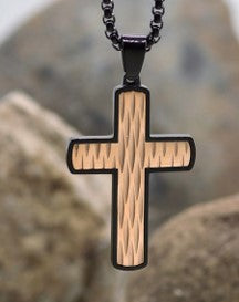 20’’ Copper & Black Stainless Steel Cross Necklace