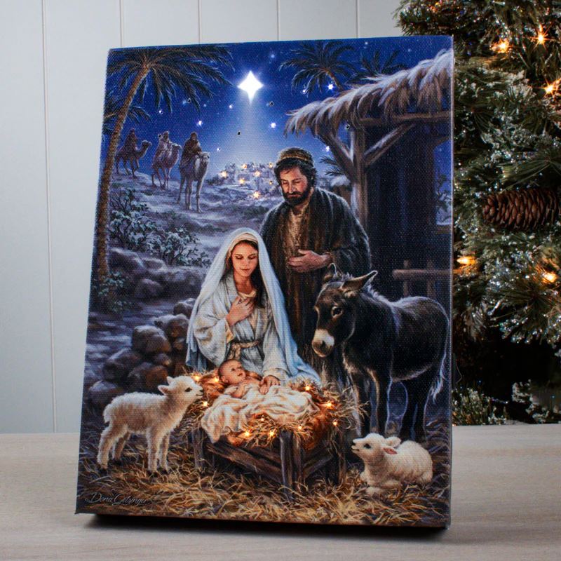 8"x6" A Savior Is Born Lighted Tabletop Canvas