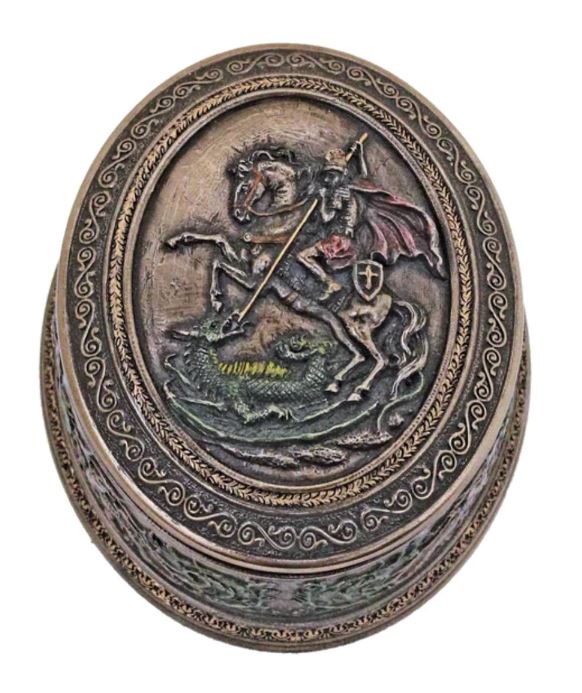2.75" Oval St. George Bronze Trinket Box