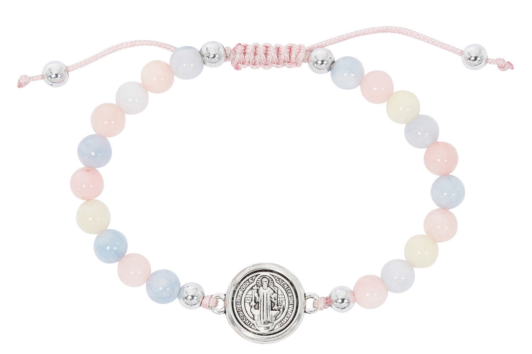 Pastel Bead Corded St. Benedict Bracelet